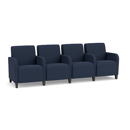 Lesro Siena Lounge Reception 4 Seat Tandem Seating, Black, RF Blueberry Upholstery SN4103